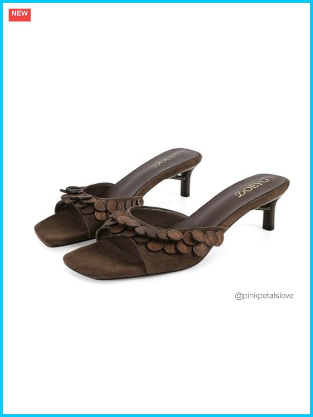 Faux Suede Kitten Heel Slide Sandals Square Open Toe Slip On Mule Heels